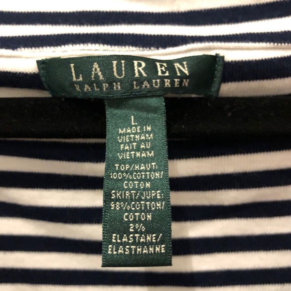 Ralph Lauren Navy Striped Cotton Fit and Flare Dress NWT - Picture 5 of 5